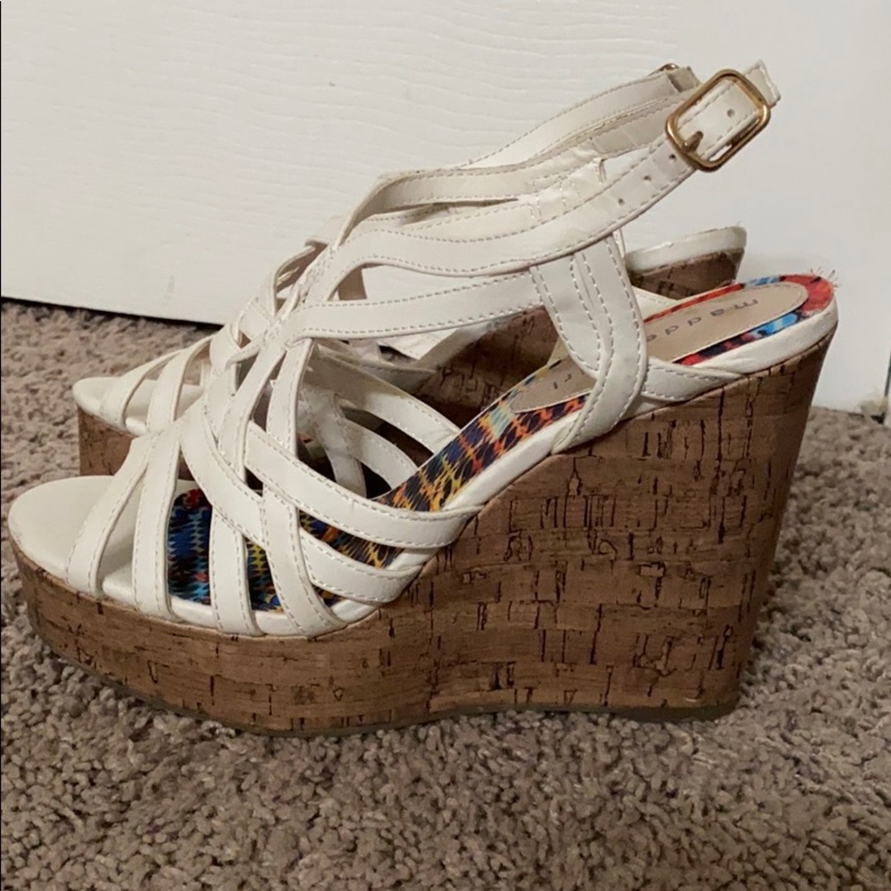 White wedge heels